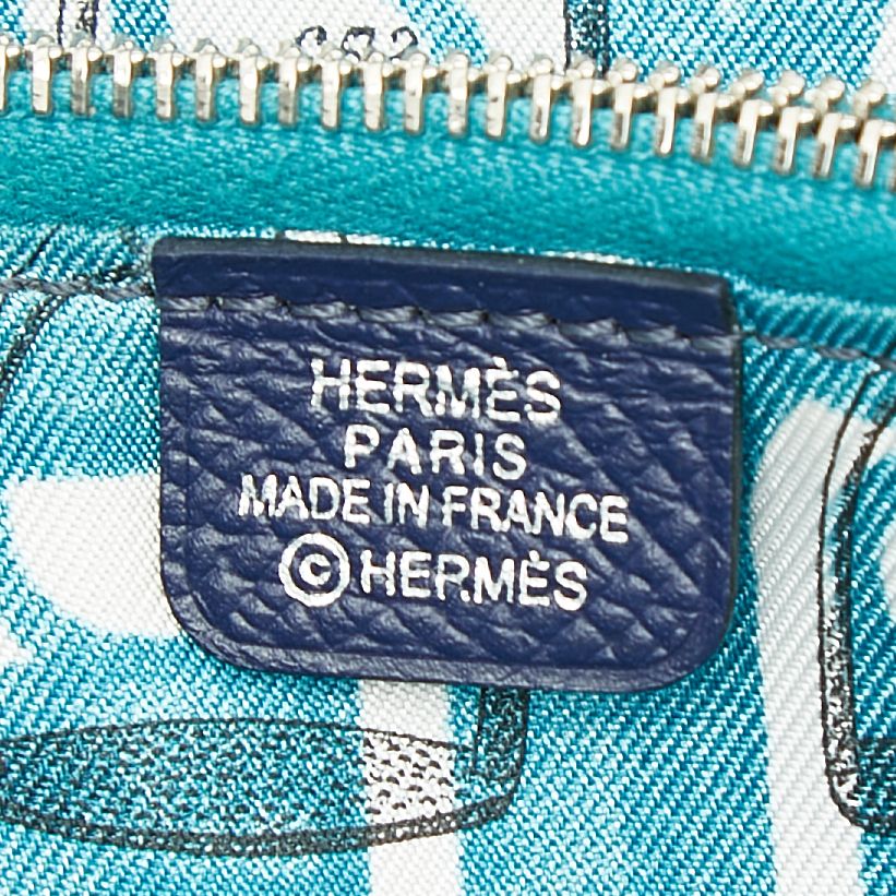 Hermes Azap Silk'in Zip Around Wallet Navy Silver Veau Epsom — view 8