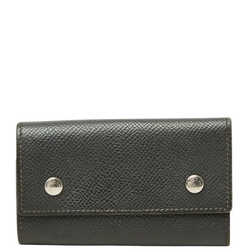 Hermes Sellier Etui Cles 6 Key Case Black Silver Veau Epsom Key Holder