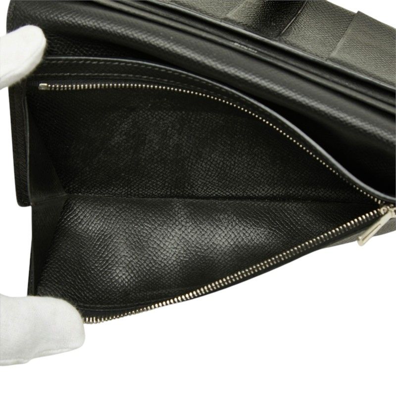 Hermes Bearn Soufflet Bifold Wallet Black Silver Veau Epsom — view 7
