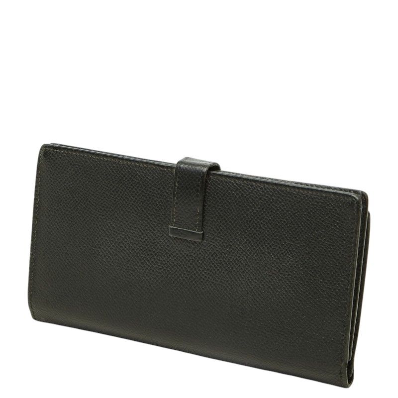 Hermes Bearn Soufflet Bifold Wallet Black Silver Veau Epsom — view 2