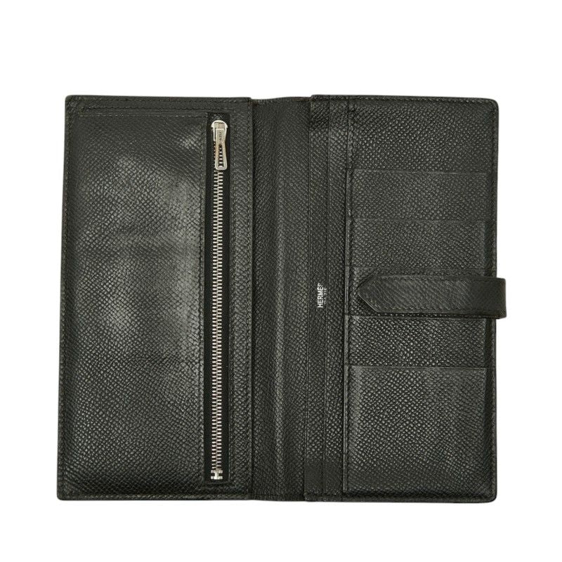 Hermes Bearn Soufflet Bifold Wallet Black Silver Veau Epsom — view 6