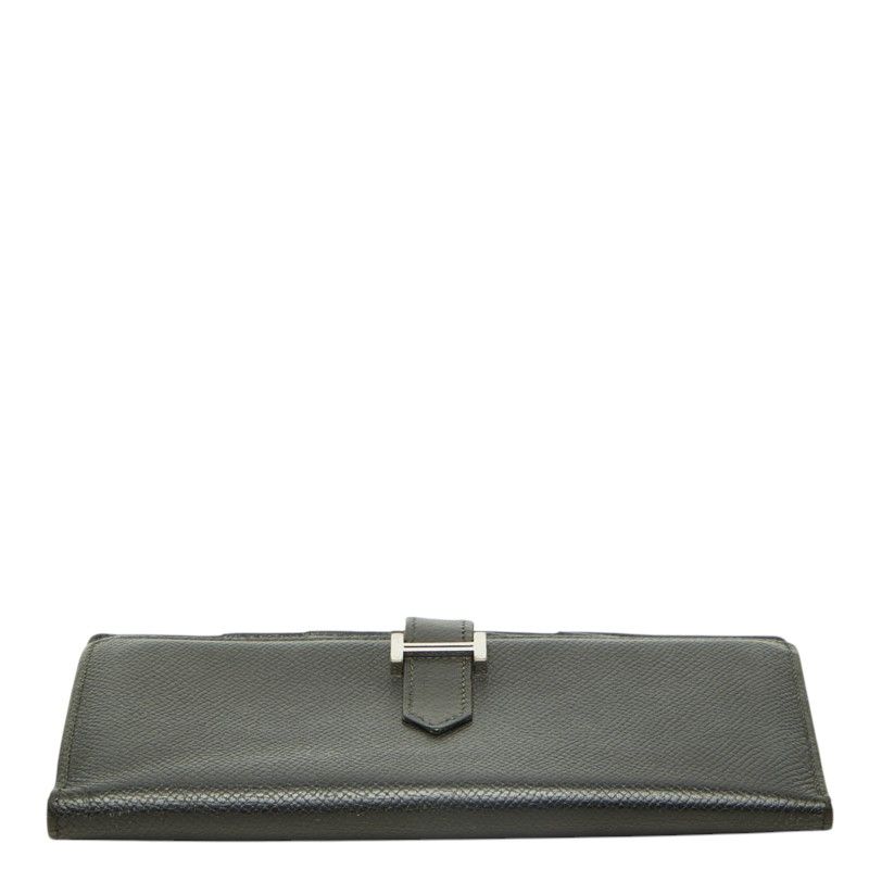 Hermes Bearn Soufflet Bifold Wallet Black Silver Veau Epsom — view 3