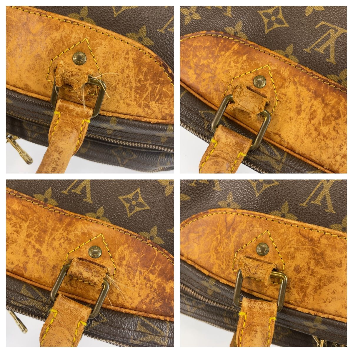Louis Vuitton Monogram Alize de Poche Brown Leather Boston Bag — view 8