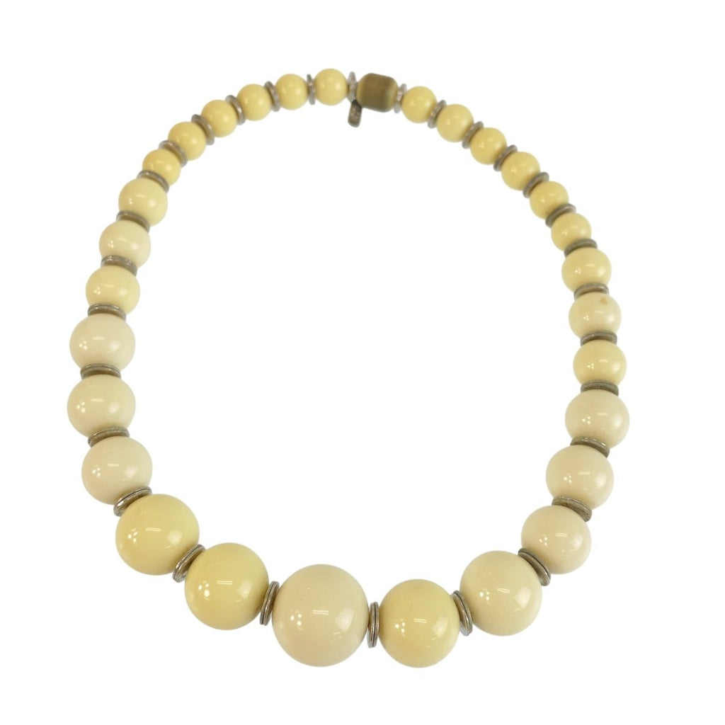 Saint Laurent Vintage Prayer Beads Cream White Natural Stone Necklace — view 2