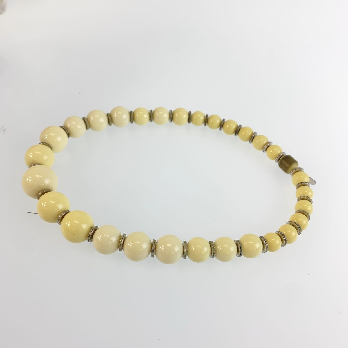 Saint Laurent Vintage Prayer Beads Cream White Natural Stone Necklace — view 4