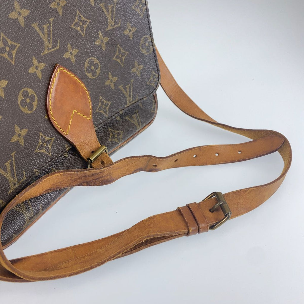 Louis Vuitton Monogram Cartouchiere GM Brown Gold Leather Shoulder Bag Pochette — view 3