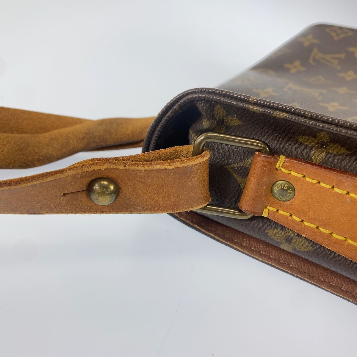 Louis Vuitton Monogram Cartouchiere GM Brown Gold Leather Shoulder Bag Pochette — view 5