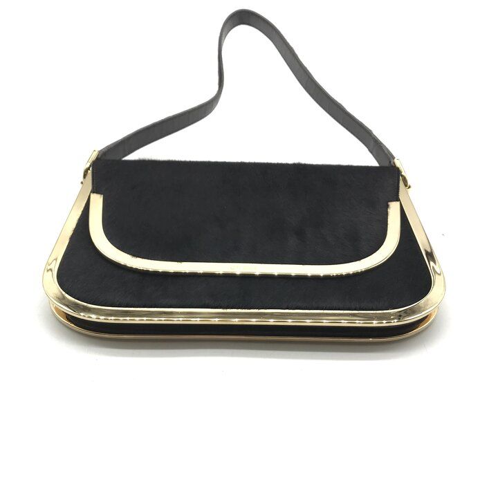 Gucci Calf Hair Shoulder Bag Tom Ford Era Vintage Metal Black Gold — view 4