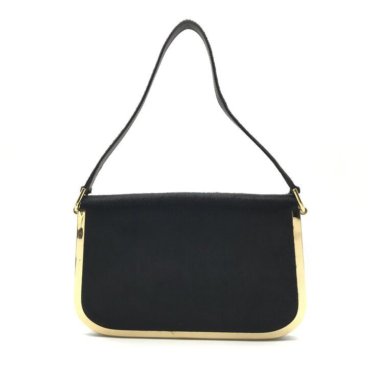 Gucci Calf Hair Shoulder Bag Tom Ford Era Vintage Metal Black Gold — view 3