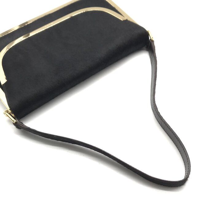 Gucci Calf Hair Shoulder Bag Tom Ford Era Vintage Metal Black Gold — view 7