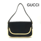 Gucci Calf Hair Shoulder Bag Tom Ford Era Vintage Metal Black Gold