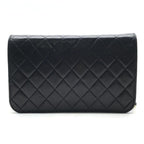 Chanel CC Logo Quilted Push Lock Leather Chain Shoulder Bag Black — view 2