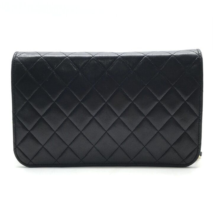Chanel CC Logo Quilted Push Lock Leather Chain Shoulder Bag Black — view 2