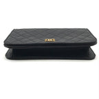 Chanel CC Logo Quilted Push Lock Leather Chain Shoulder Bag Black — view 3