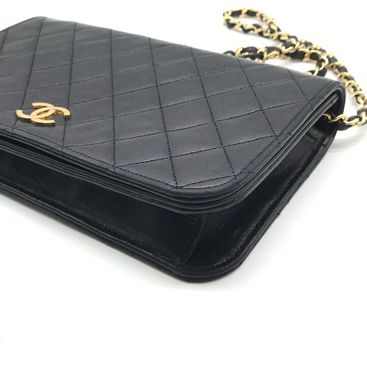 Chanel CC Logo Quilted Push Lock Leather Chain Shoulder Bag Black — view 5