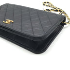 Chanel CC Logo Quilted Push Lock Leather Chain Shoulder Bag Black — view 5