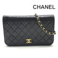 Chanel CC Logo Quilted Push Lock Leather Chain Shoulder Bag Black