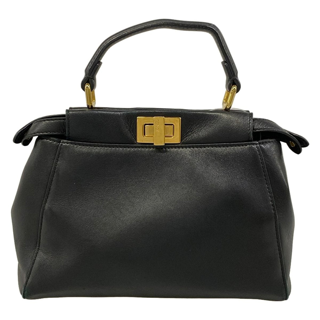 Fendi Handbag Peekaboo Iconic Small Black Leather