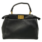 Fendi Handbag Peekaboo Iconic Small Black Leather