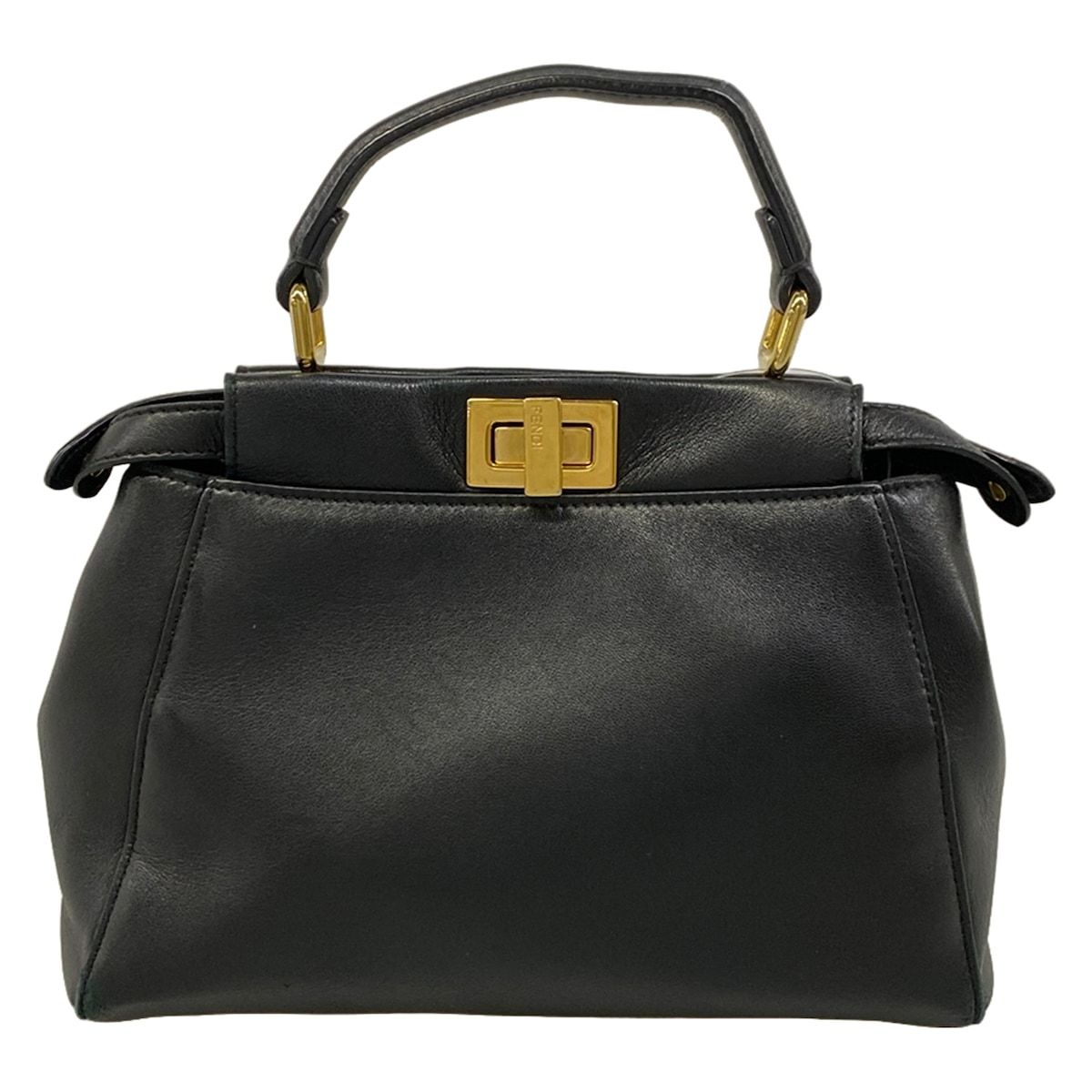 Fendi Handbag Peekaboo Iconic Small Black Leather