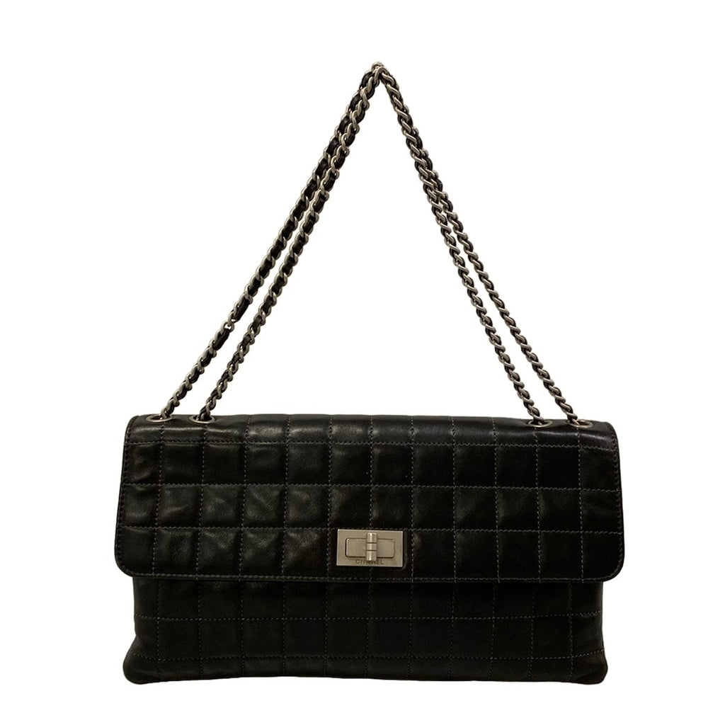 Chanel Shoulder Bag Choco Bar 2.55 Black Chain Vintage Silver Lambskin