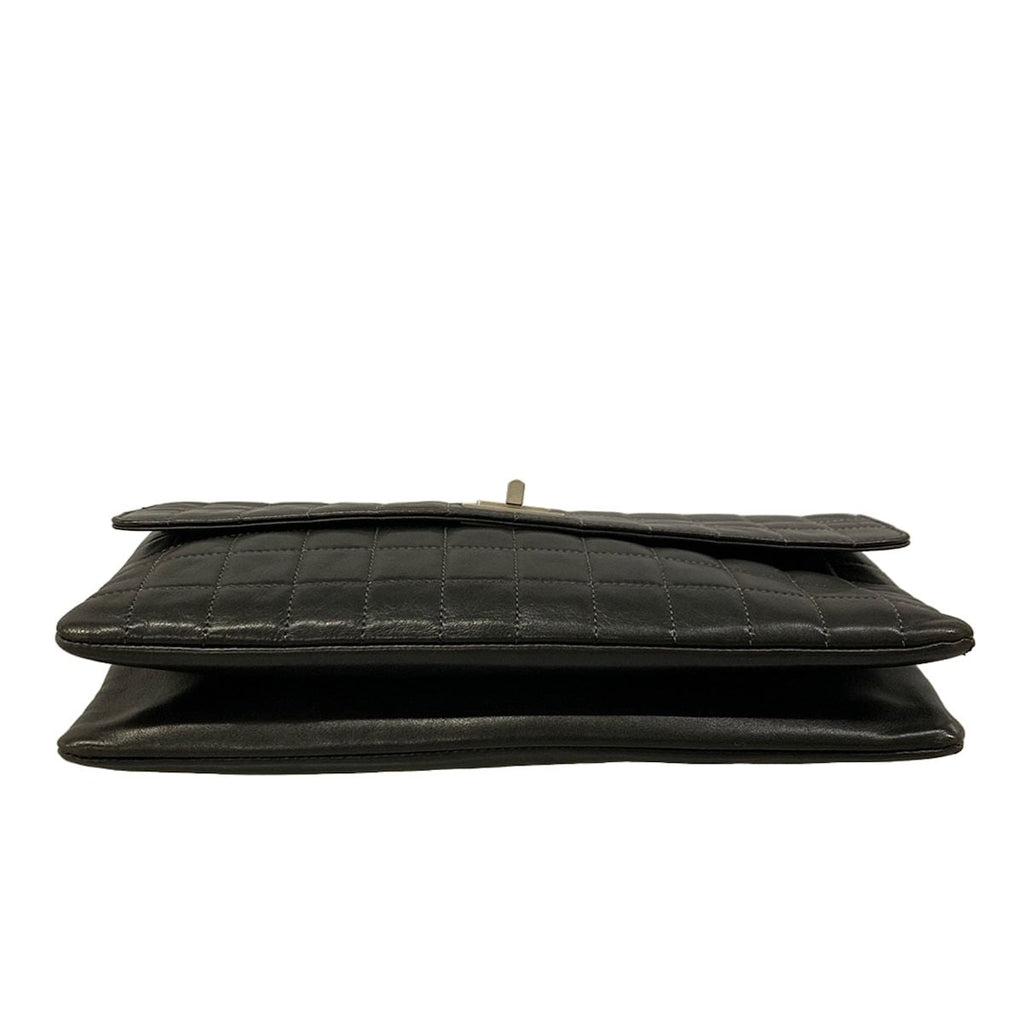 Chanel Shoulder Bag Choco Bar 2.55 Black Chain Vintage Silver Lambskin — view 5