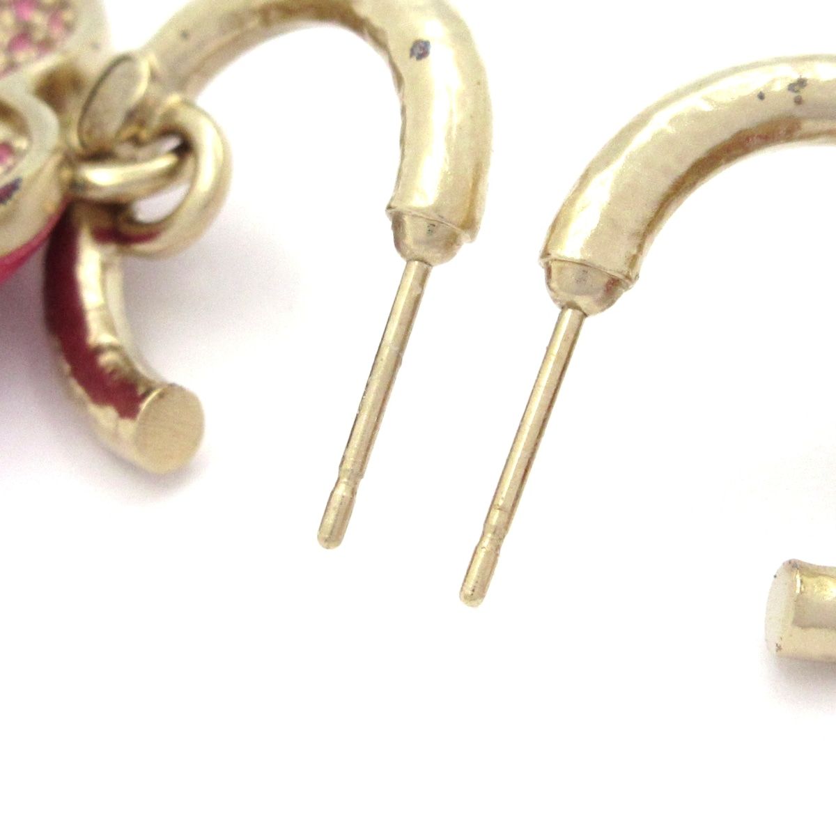 Chanel Earrings Gold Pink Heart — view 3