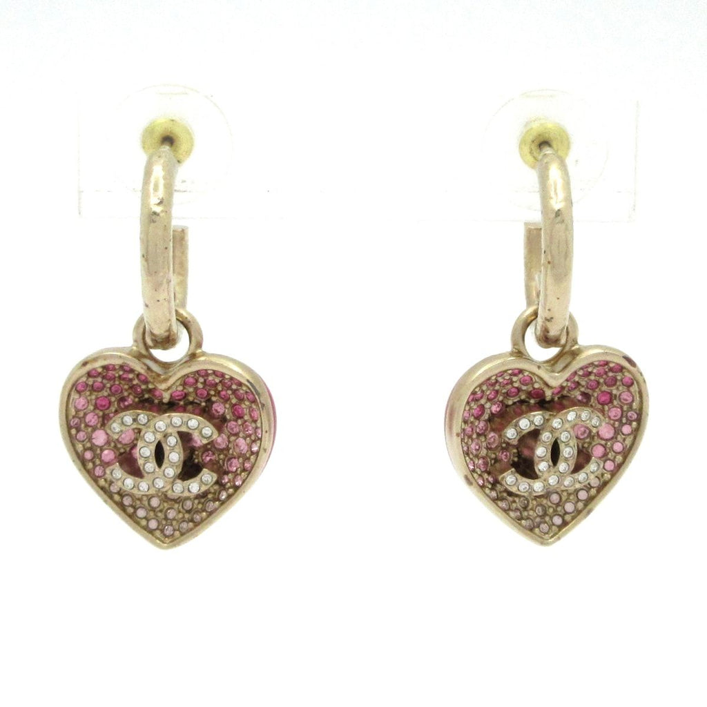 Chanel Earrings Gold Pink Heart