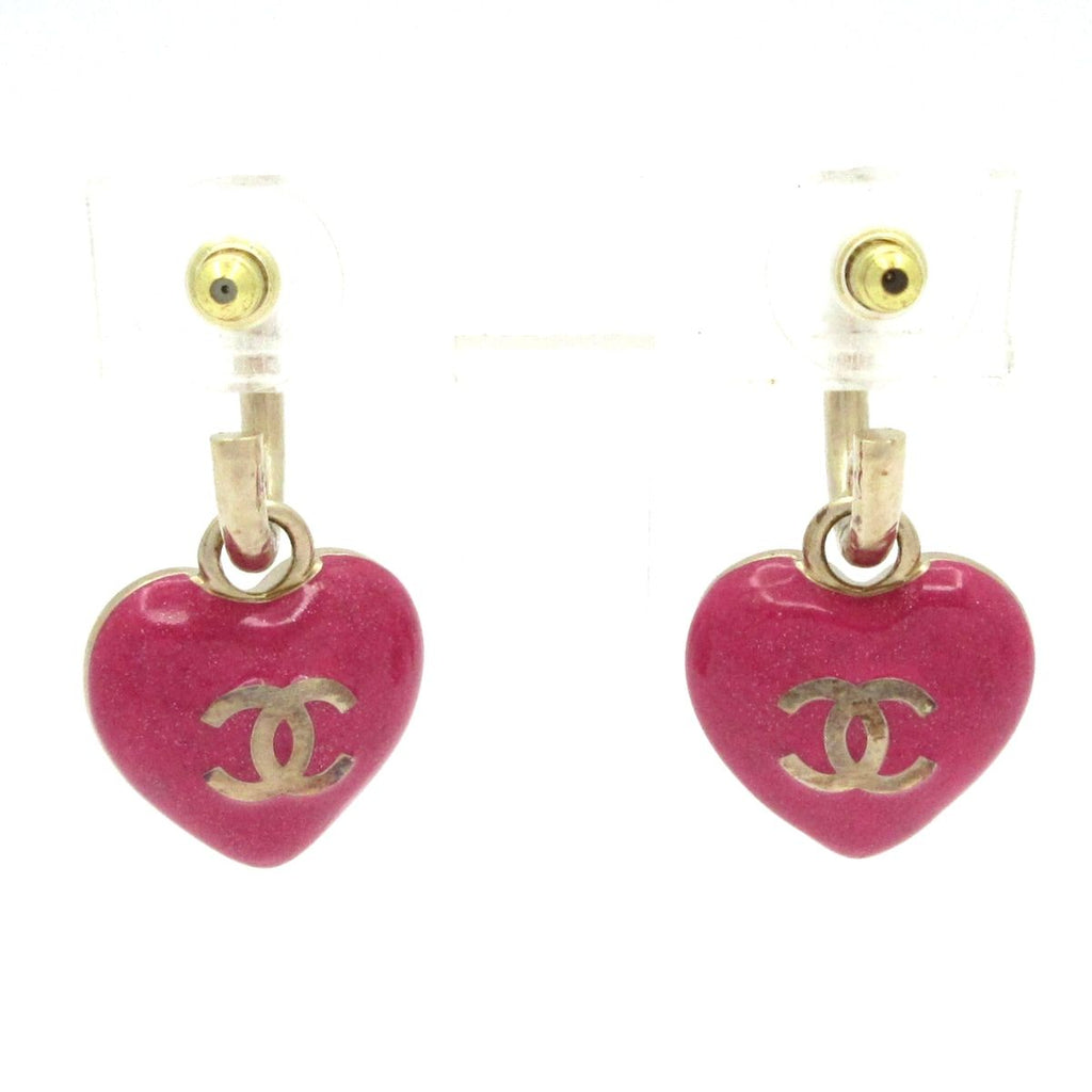 Chanel Earrings Gold Pink Heart — view 2