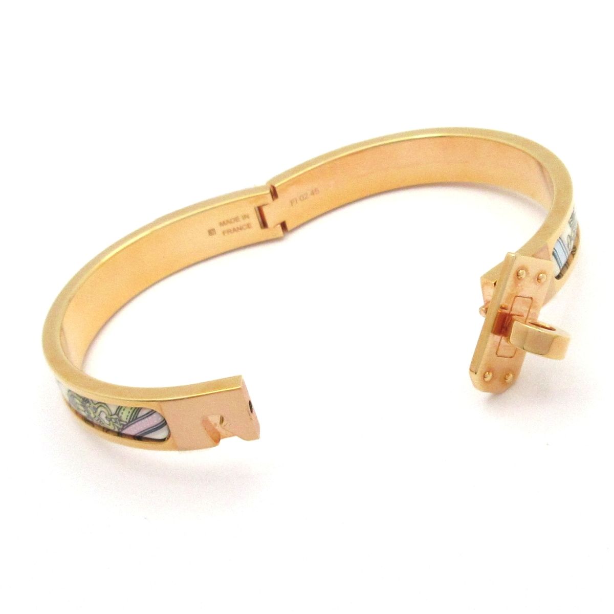 Hermes Bangle Mini Clic Kelly Pink Gold White Multi Legendary Harness Bracelet — view 5