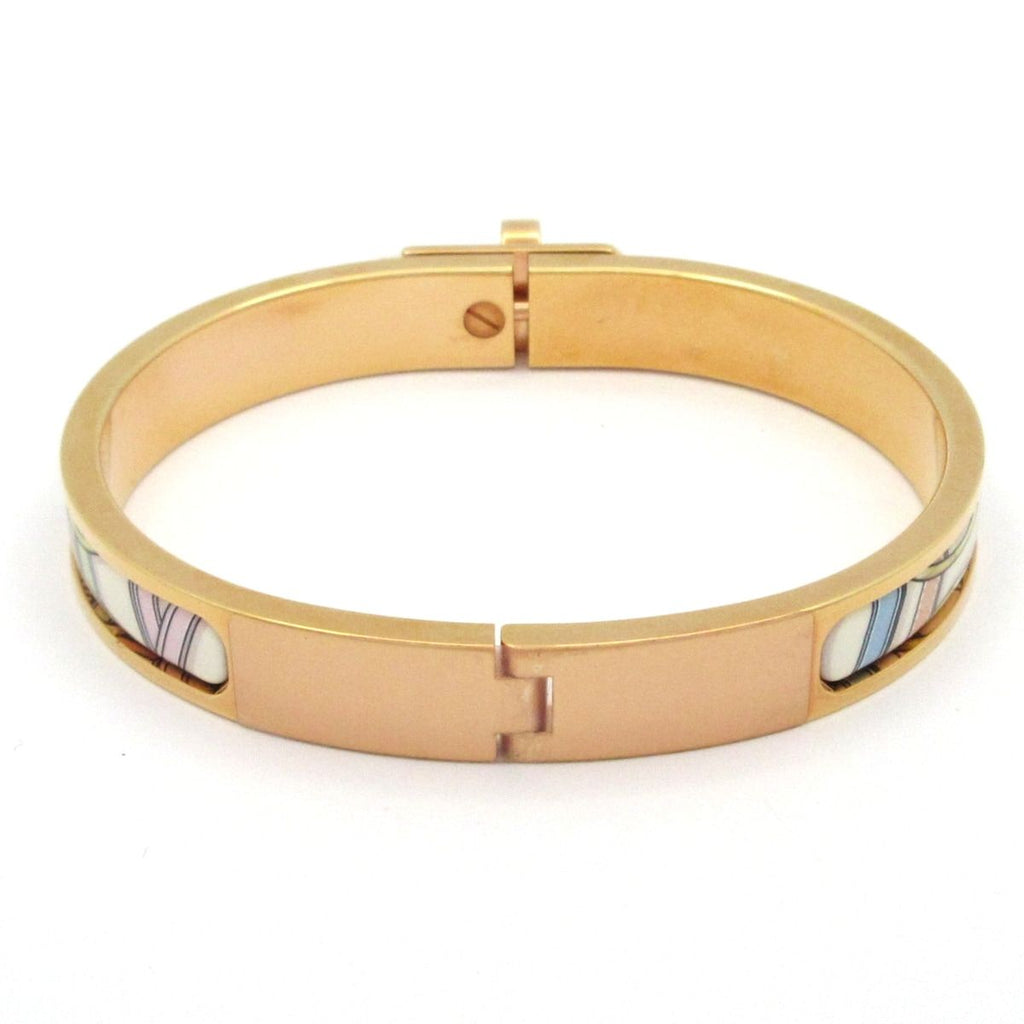 Hermes Bangle Mini Clic Kelly Pink Gold White Multi Legendary Harness Bracelet — view 3