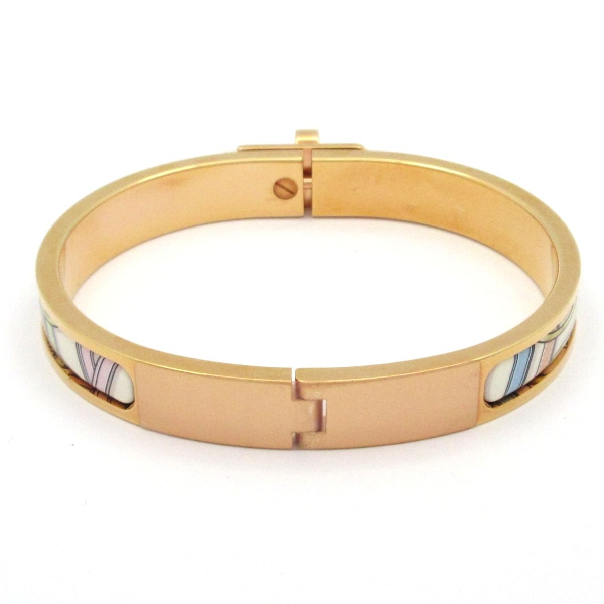 Hermes Bangle Mini Clic Kelly Pink Gold White Multi Legendary Harness Bracelet — view 3