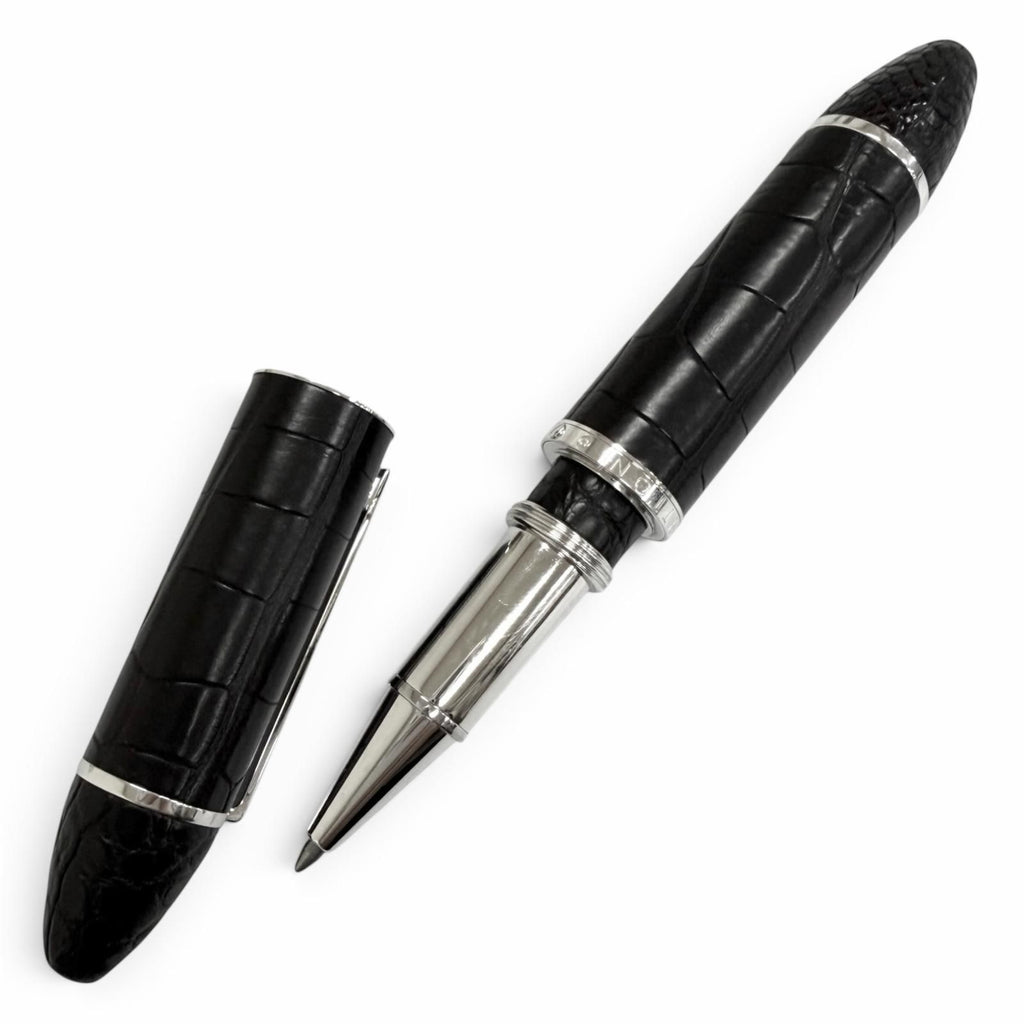 Louis Vuitton Cargo Alligator Cap Type Ballpoint Pen Black Silver Handwriting