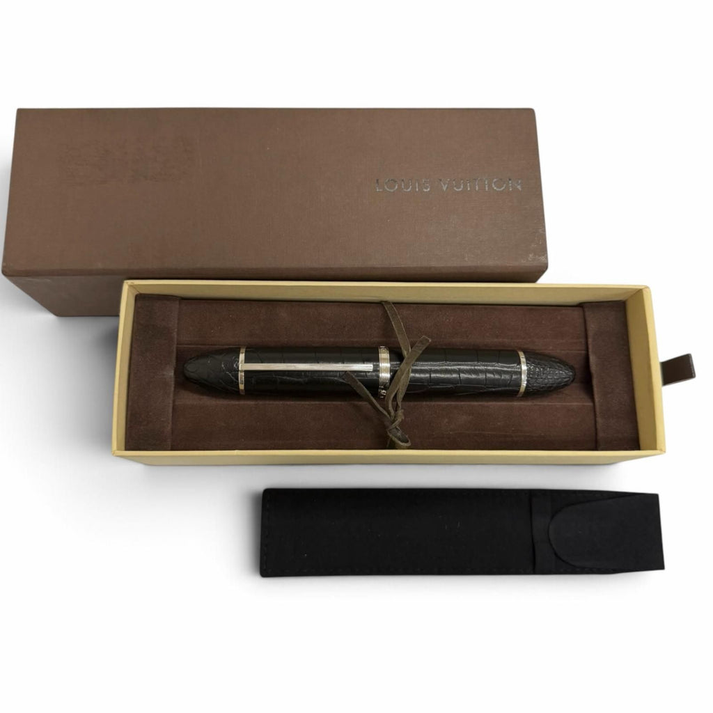 Louis Vuitton Cargo Alligator Cap Type Ballpoint Pen Black Silver Handwriting — view 2