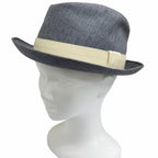 Hermes Linen Wool Use Fedora Hat Blue White FR 60