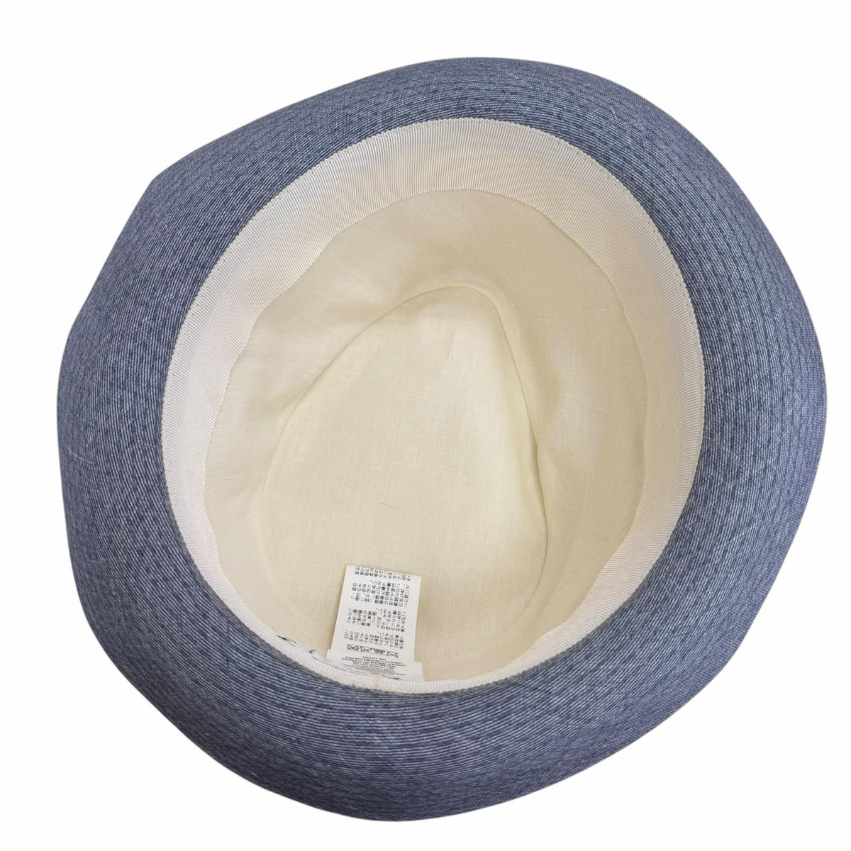 Hermes Linen Wool Use Fedora Hat Blue White FR 60 — view 5