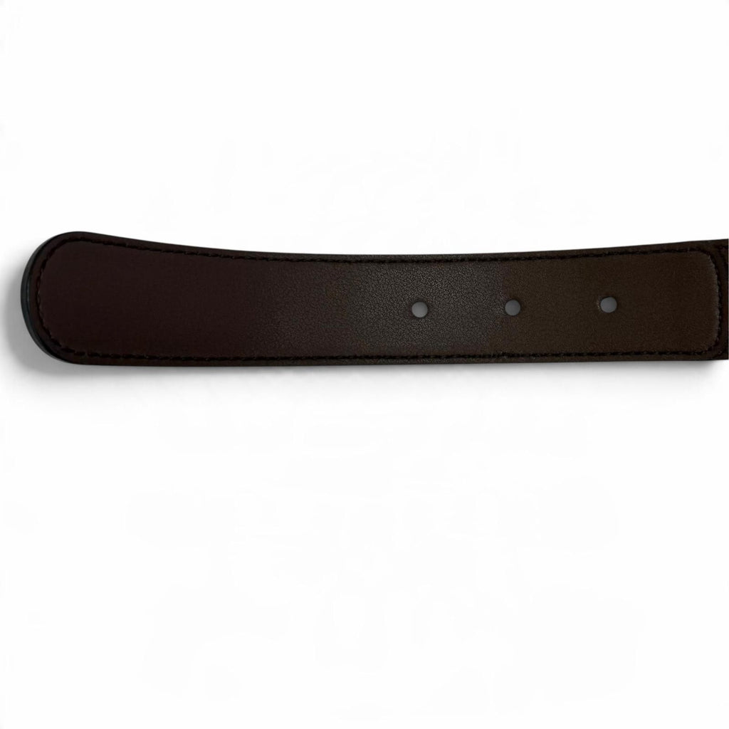 Gucci GG Supreme Canvas Logo Buckle Leather Belt Beige Brown Gold — view 7