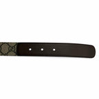 Gucci GG Supreme Canvas Logo Buckle Leather Belt Beige Brown Gold — view 6
