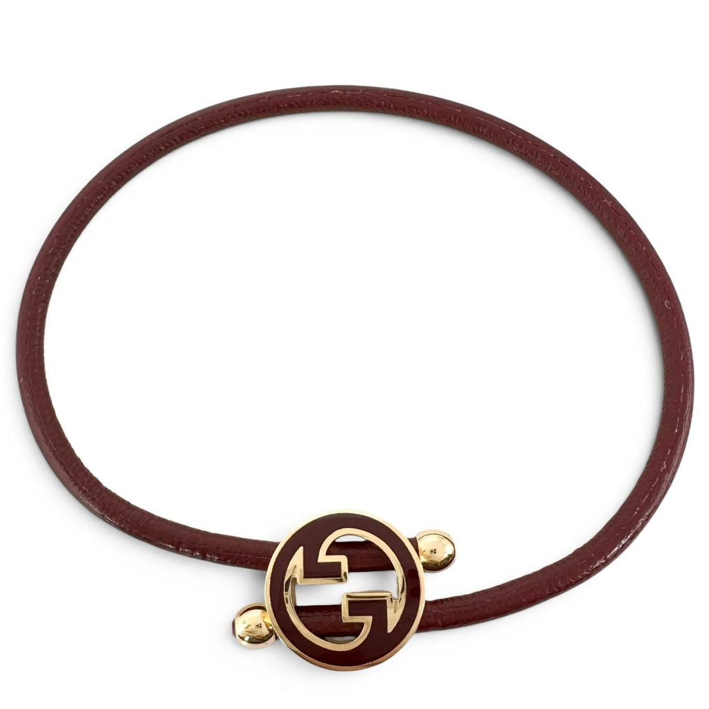 Gucci Lacquer Finish Round Interlocking G Bracelet Wine Red — view 3