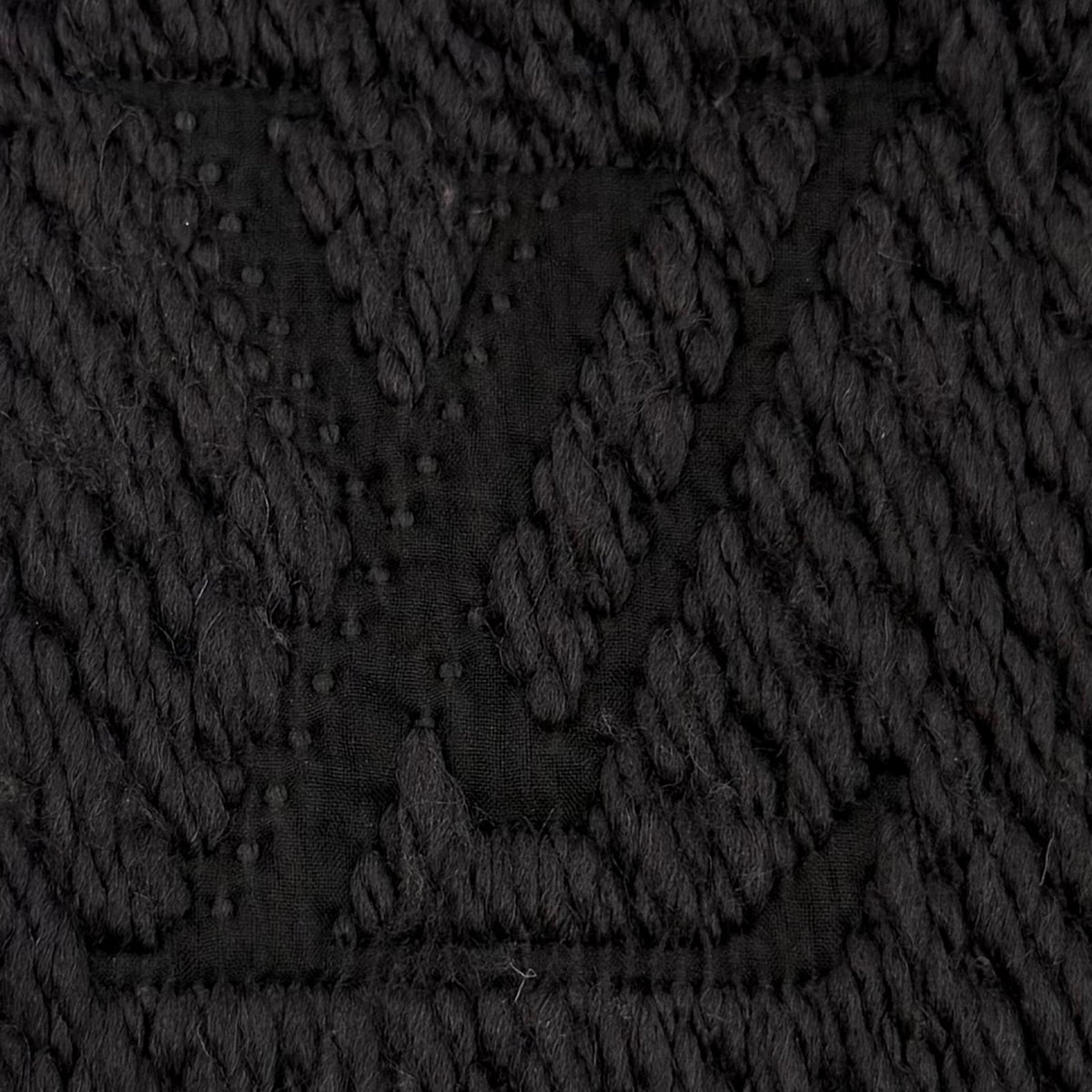 Louis Vuitton Logomania Scarf Monogram Wool Silk Fringed Dark Gray — view 6