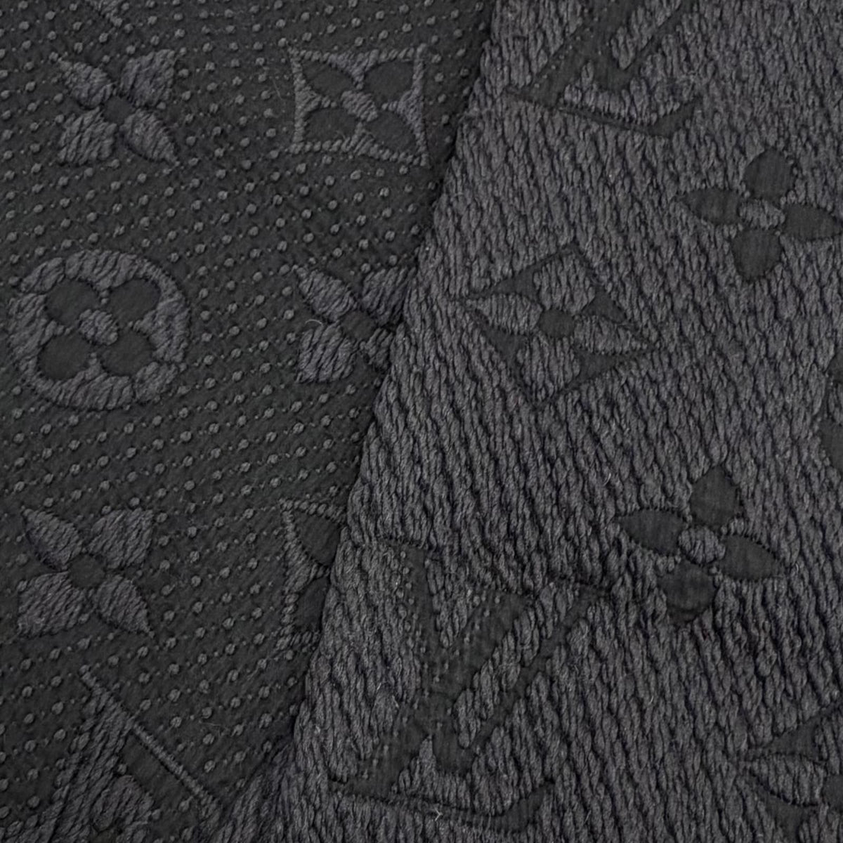 Louis Vuitton Logomania Scarf Monogram Wool Silk Fringed Dark Gray — view 4