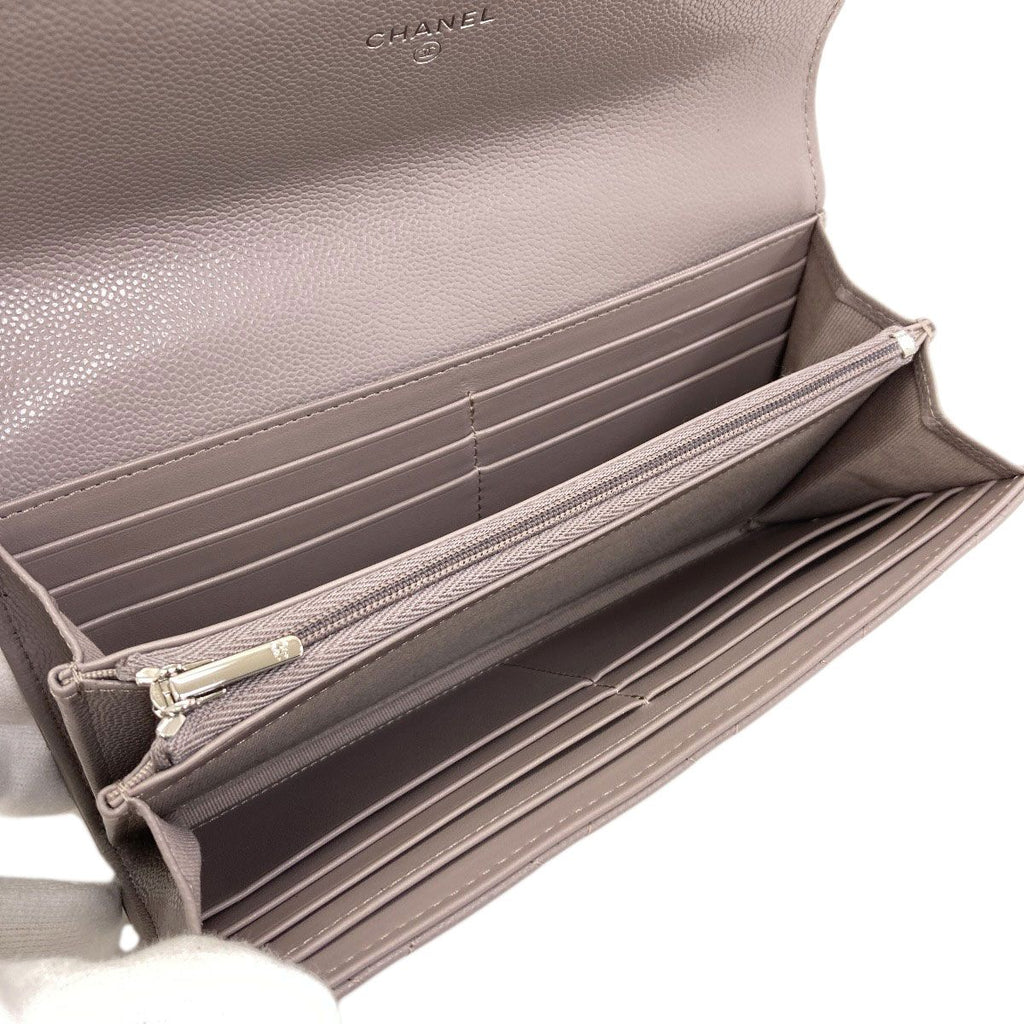Chanel Quilted Classic Long Silver Wallet Grained Calfskin — view 4