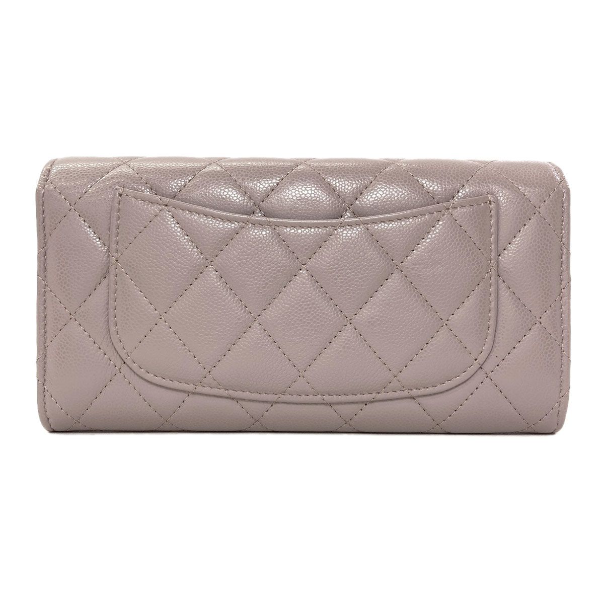 Chanel Quilted Classic Long Silver Wallet Grained Calfskin — view 2