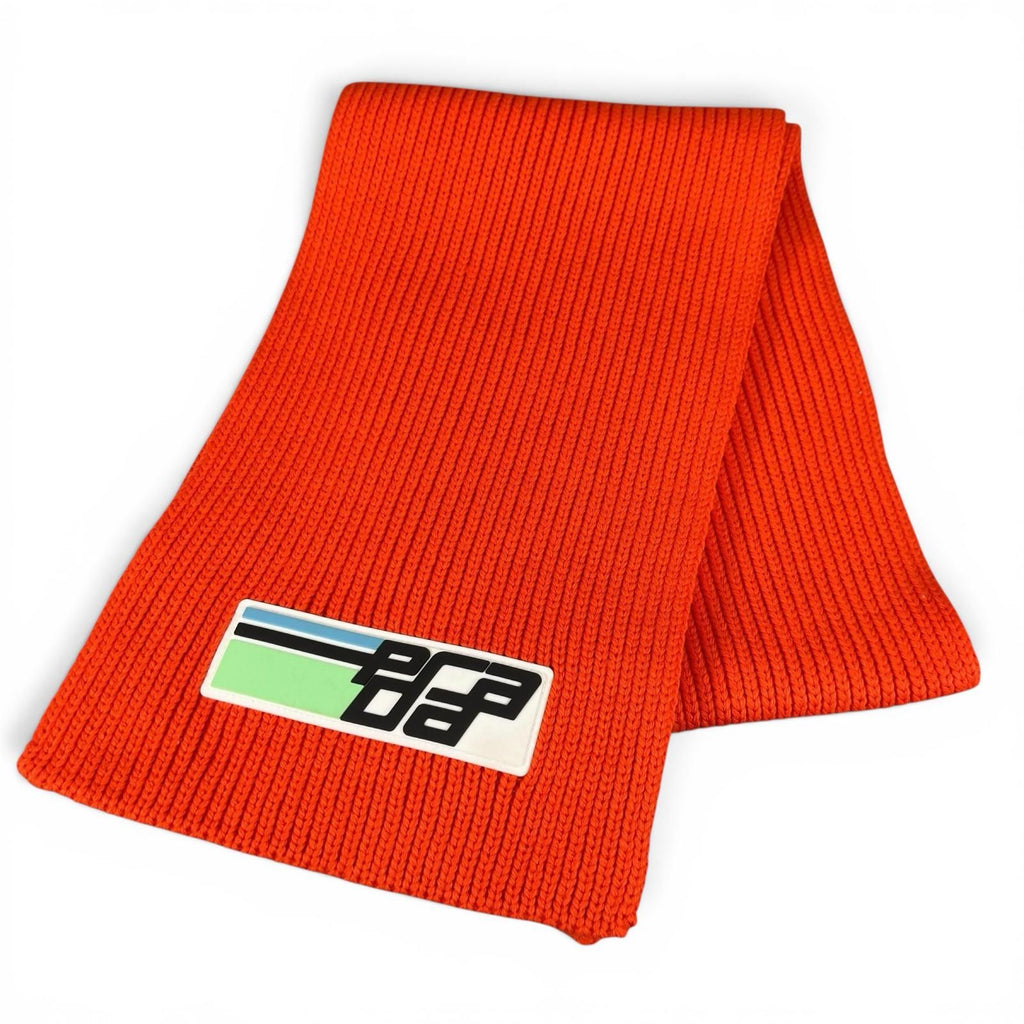 Prada Wool 100% Logo Patch Scarf Shawl Orange