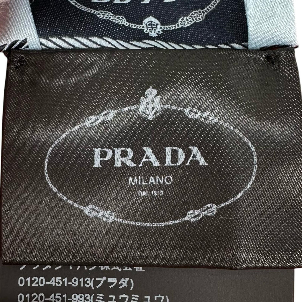Prada Wool 100% Logo Patch Scarf Shawl Orange — view 7