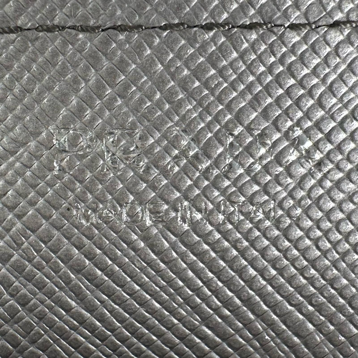 Prada Saffiano Leather Triangle Plate Logo Card Case Silver — view 8