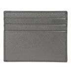 Prada Saffiano Leather Triangle Plate Logo Card Case Silver — view 3