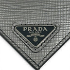 Prada Saffiano Leather Triangle Plate Logo Card Case Silver — view 7