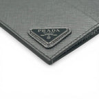 Prada Saffiano Leather Triangle Plate Logo Card Case Silver — view 6