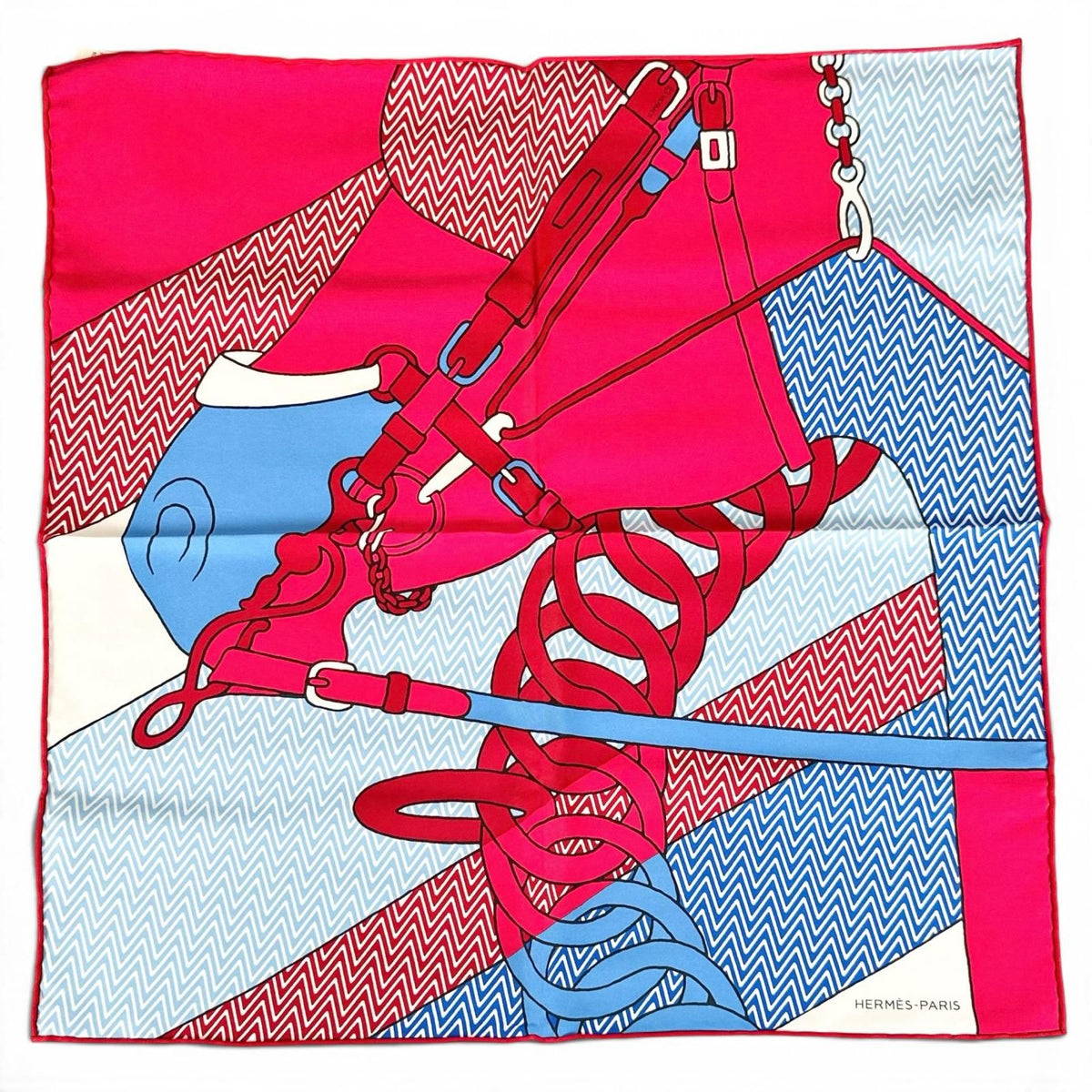 Hermes Carre 45 Harnais de Cabriolet Category Wagon Harness Silk 100% Scarf